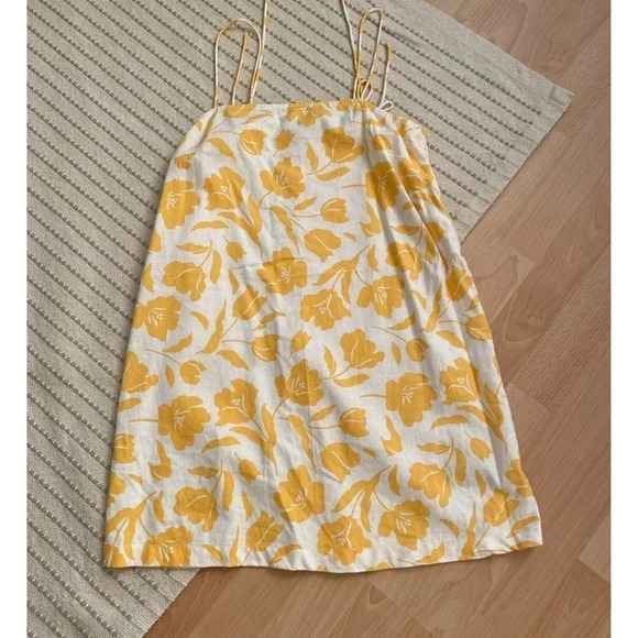 Old Navy - Yellow Linen Blend Floral Dress - Picture 6 of 8